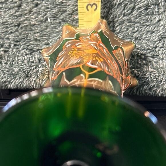 c1890 Moser Emerald Green Vase Gold Gilding Ruffle Top - Picture 9 of 11